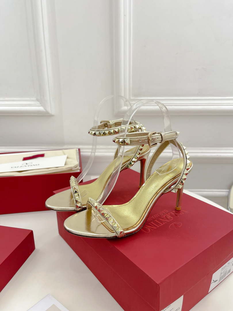 Valentino 2W0S0GX6JSI Rockstud Sandal In Nappa Leather With Plexi Heel 80mm V98828