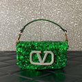 Valentino 2W2B0K53BYYNB6 Garavani Mini loco 3D Beads shoulder bag Crystal VLogo Signature Green