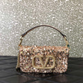 Valentino 2W2B0K53BYYNB6 Garavani Mini loco 3D Beads shoulder bag Crystal VLogo Signature Nude