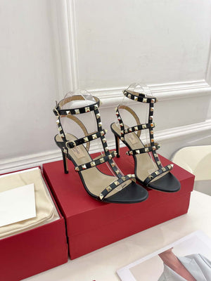 Valentino 3W2S0A27JXH Rockstud Metallic Calfskin Leather Ankle Strap Sandal 80 MM V98821 - US 4=35 - View 1