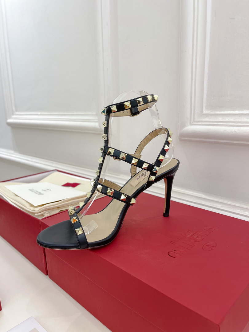 Valentino 3W2S0A27JXH Rockstud Metallic Calfskin Leather Ankle Strap Sandal 80 MM V98821