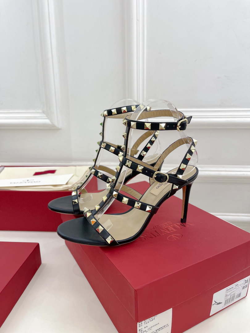 Valentino 3W2S0A27JXH Rockstud Metallic Calfskin Leather Ankle Strap Sandal 80 MM V98821