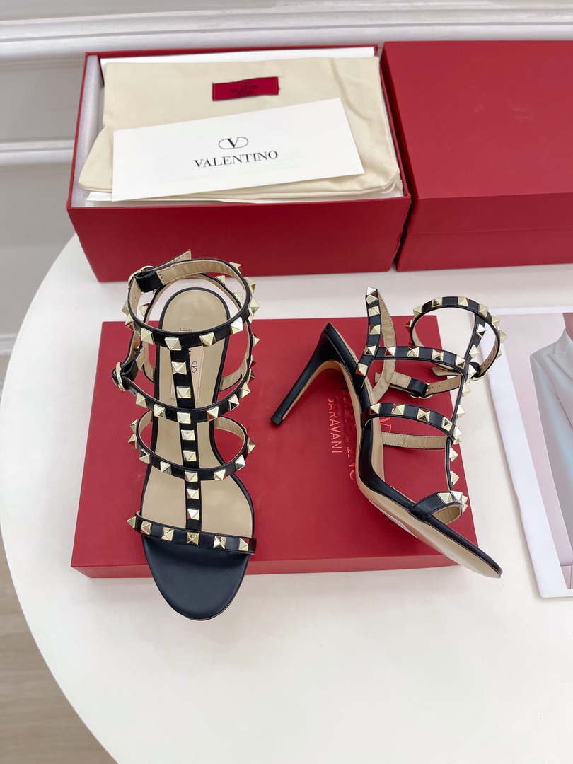 Valentino 3W2S0A27JXH Rockstud Metallic Calfskin Leather Ankle Strap Sandal 80 MM V98821