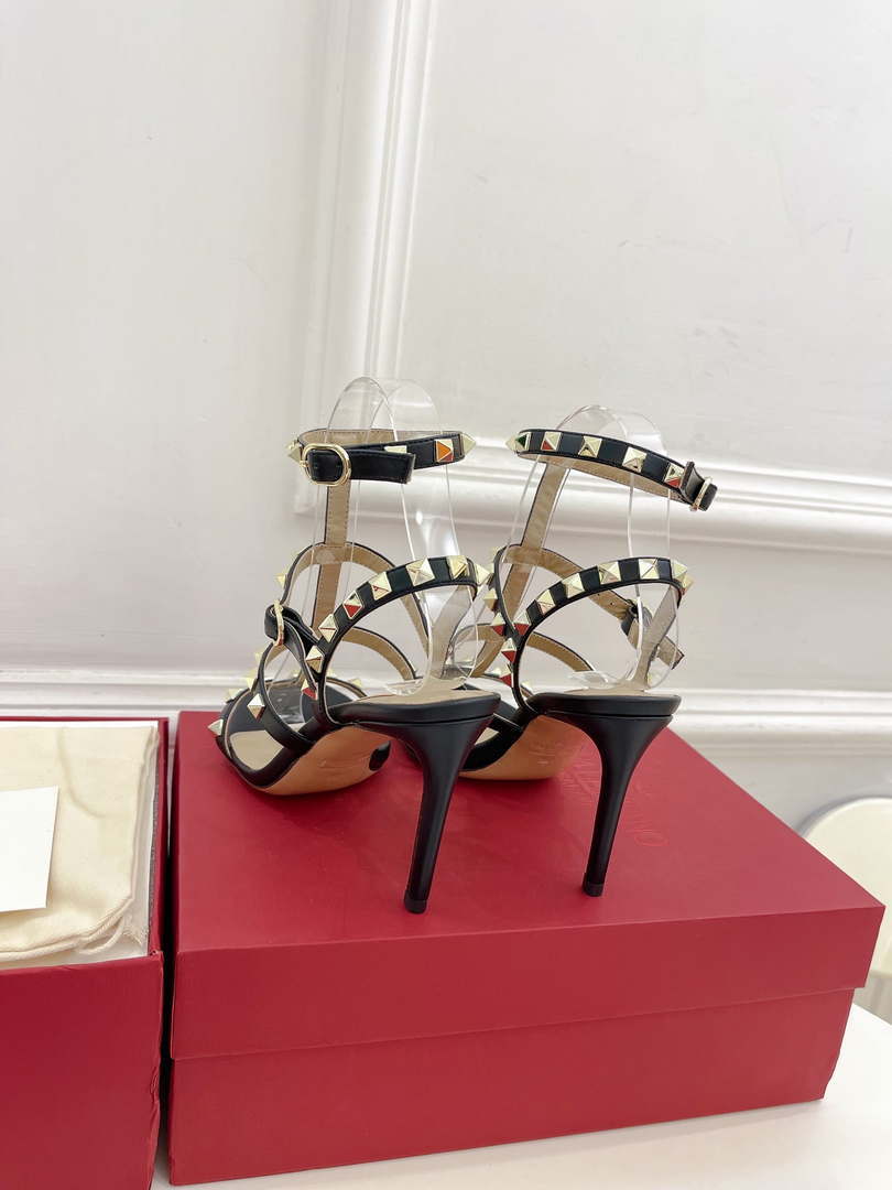 Valentino 3W2S0A27JXH Rockstud Metallic Calfskin Leather Ankle Strap Sandal 80 MM V98821