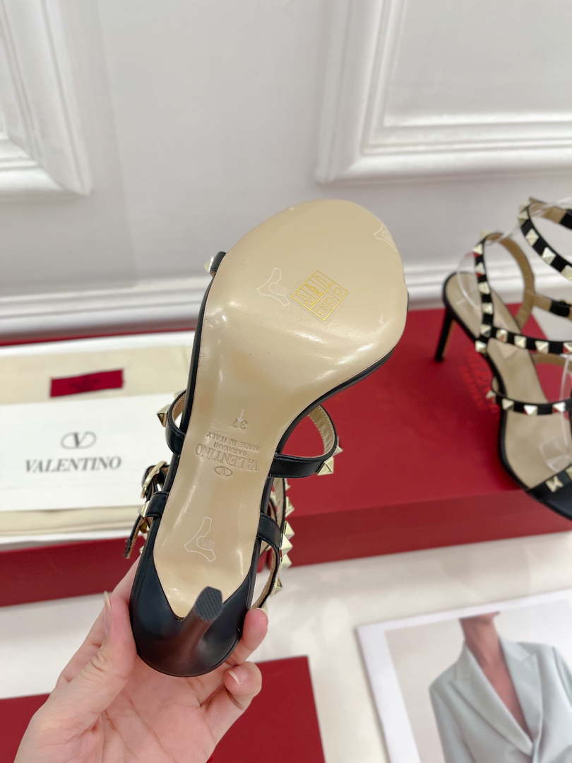 Valentino 3W2S0A27JXH Rockstud Metallic Calfskin Leather Ankle Strap Sandal 80 MM V98821