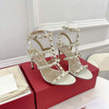 Valentino 3W2S0A27JXH Rockstud Metallic Calfskin Leather Ankle Strap Sandal 80 MM V98822 - US 4=Euro 35 - View 1