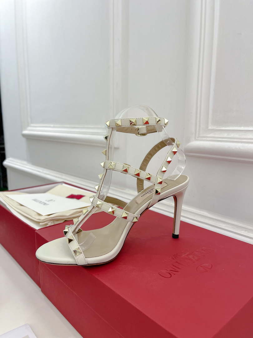 Valentino 3W2S0A27JXH Rockstud Metallic Calfskin Leather Ankle Strap Sandal 80 MM V98822