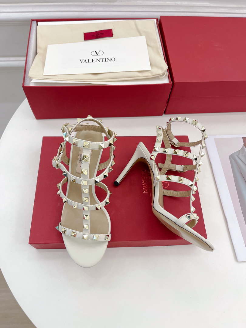 Valentino 3W2S0A27JXH Rockstud Metallic Calfskin Leather Ankle Strap Sandal 80 MM V98822