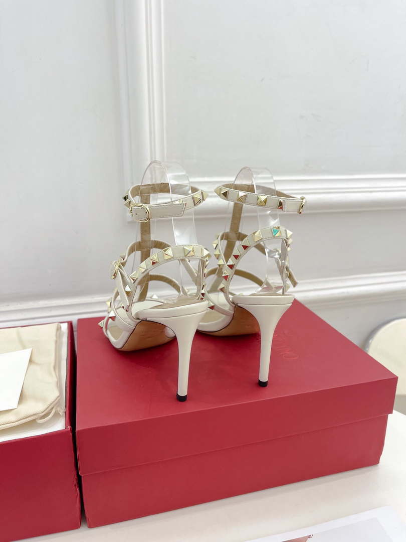 Valentino 3W2S0A27JXH Rockstud Metallic Calfskin Leather Ankle Strap Sandal 80 MM V98822