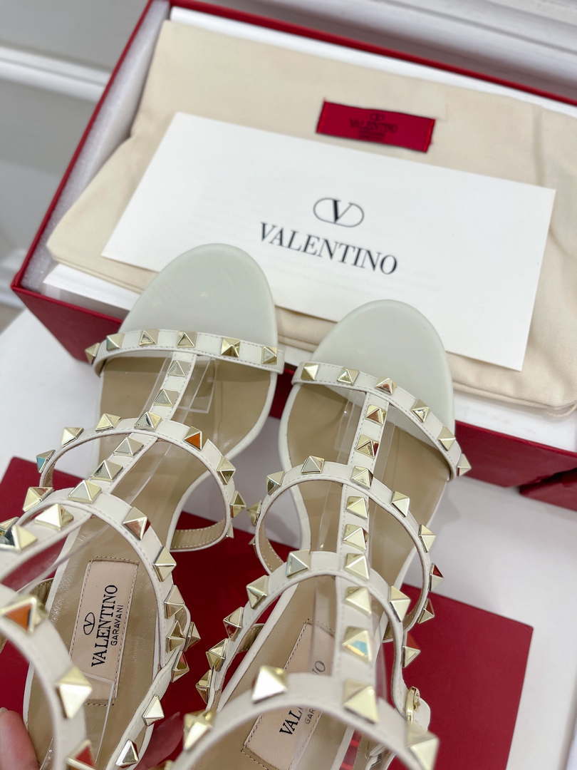 Valentino 3W2S0A27JXH Rockstud Metallic Calfskin Leather Ankle Strap Sandal 80 MM V98822