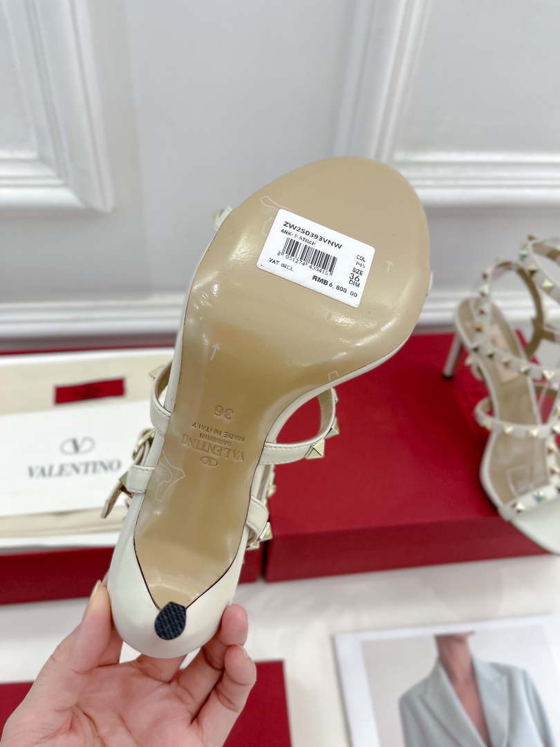 Valentino 3W2S0A27JXH Rockstud Metallic Calfskin Leather Ankle Strap Sandal 80 MM V98822