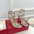 Valentino 3W2S0A27JXH Rockstud Metallic Calfskin Leather Ankle Strap Sandal 80 MM V98823 - US 4=Euro 35 - View 1