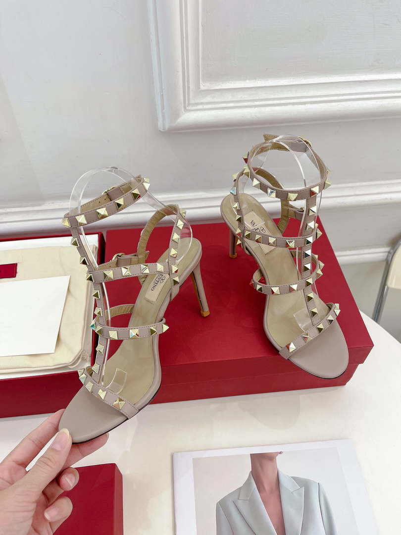 Valentino 3W2S0A27JXH Rockstud Metallic Calfskin Leather Ankle Strap Sandal 80 MM V98823