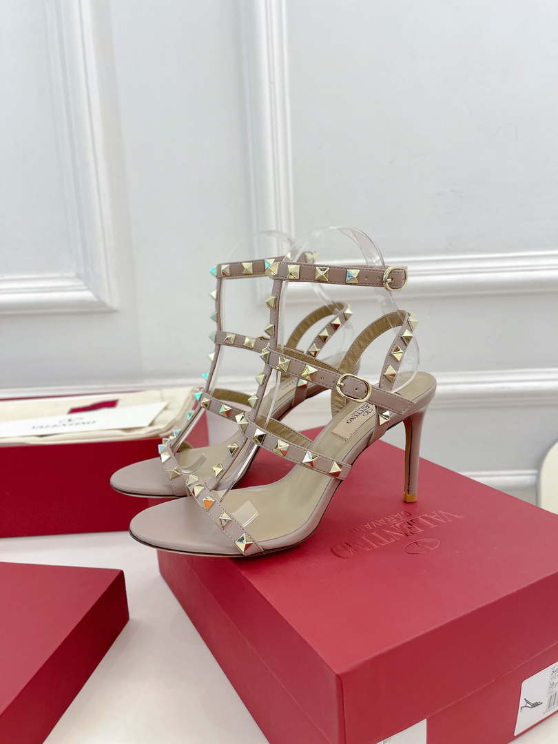 Valentino 3W2S0A27JXH Rockstud Metallic Calfskin Leather Ankle Strap Sandal 80 MM V98823