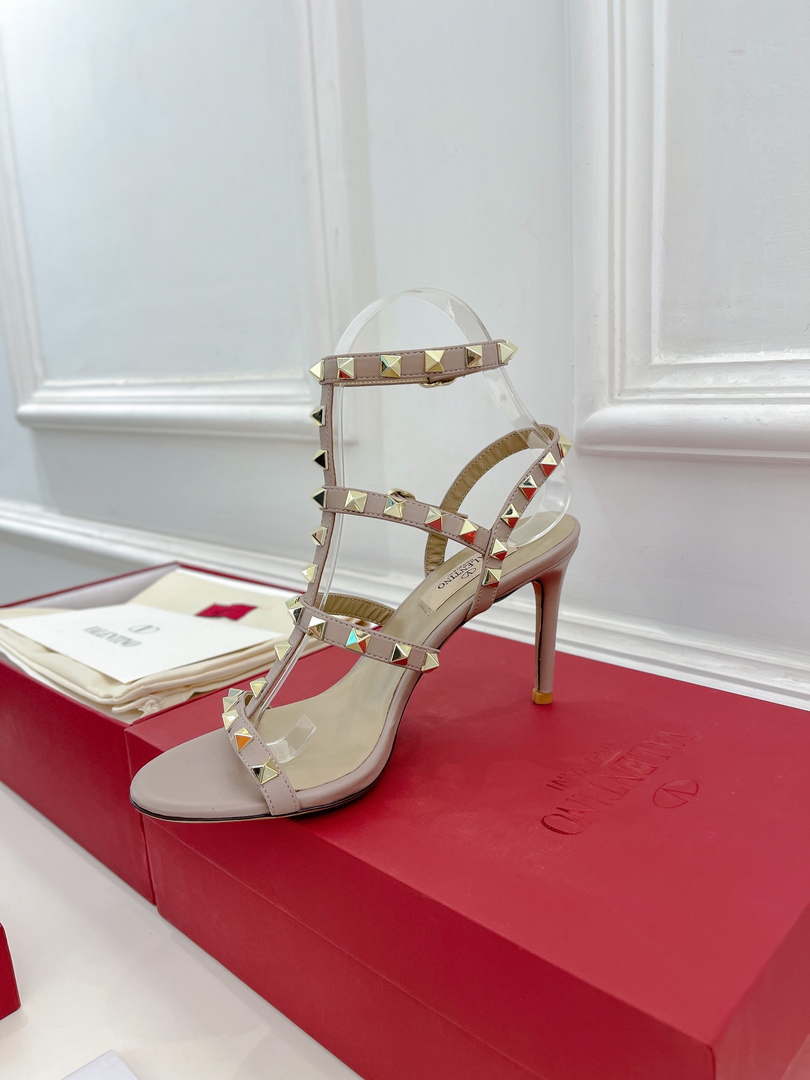 Valentino 3W2S0A27JXH Rockstud Metallic Calfskin Leather Ankle Strap Sandal 80 MM V98823