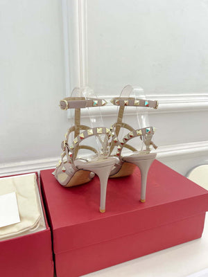 Valentino 3W2S0A27JXH Rockstud Metallic Calfskin Leather Ankle Strap Sandal 80 MM V98823 - US 4=Euro 35 - View 7