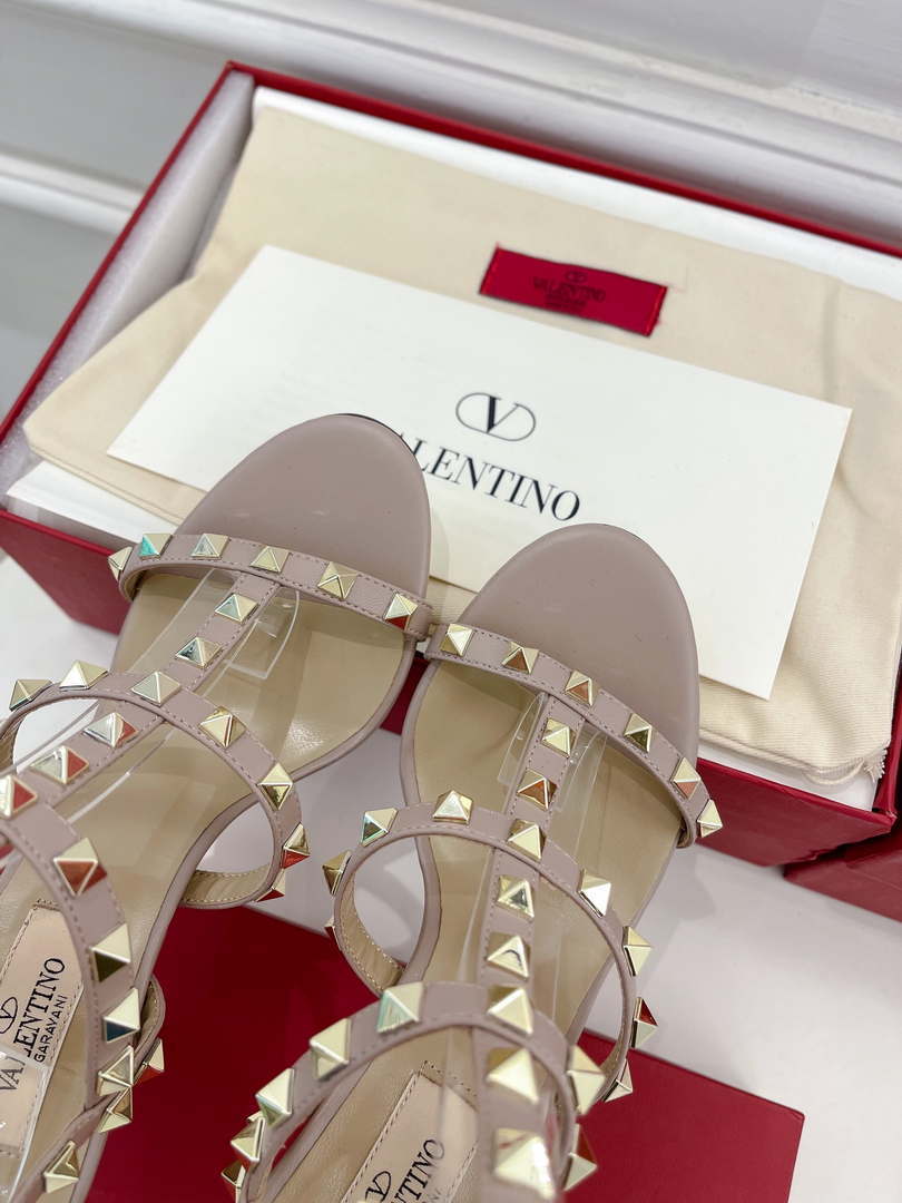 Valentino 3W2S0A27JXH Rockstud Metallic Calfskin Leather Ankle Strap Sandal 80 MM V98823