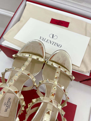 Valentino 3W2S0A27JXH Rockstud Metallic Calfskin Leather Ankle Strap Sandal 80 MM V98824 - US 4=Euro 35 - View 7