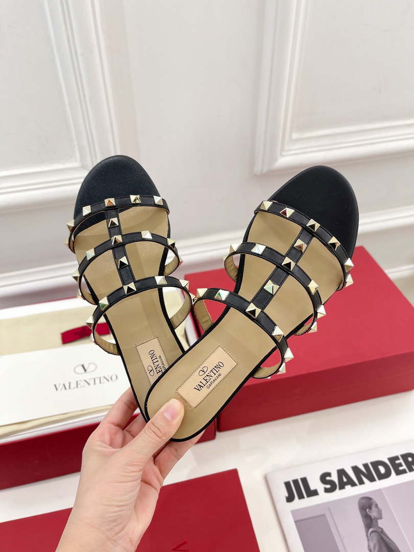 Valentino 3W2S0C49VOD Rockstud Flat Slide Sandal V98829