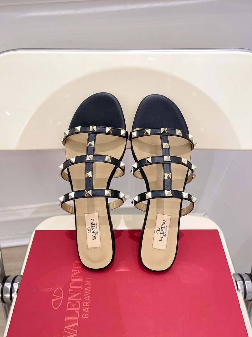 Valentino 3W2S0C49VOD Rockstud Flat Slide Sandal V98829