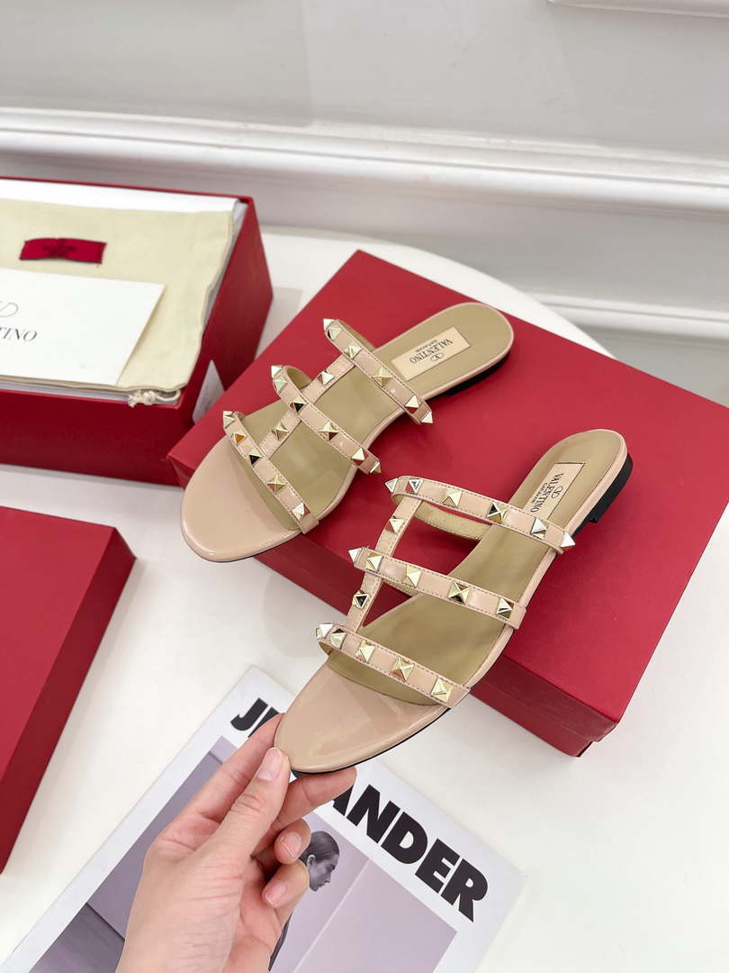 Valentino 3W2S0C49VOD Rockstud Flat Slide Sandal V98830