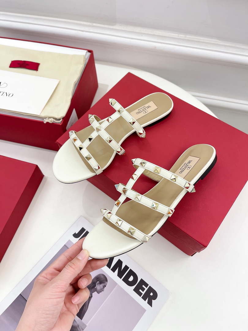 Valentino 3W2S0C49VOD Rockstud Flat Slide Sandal V98833