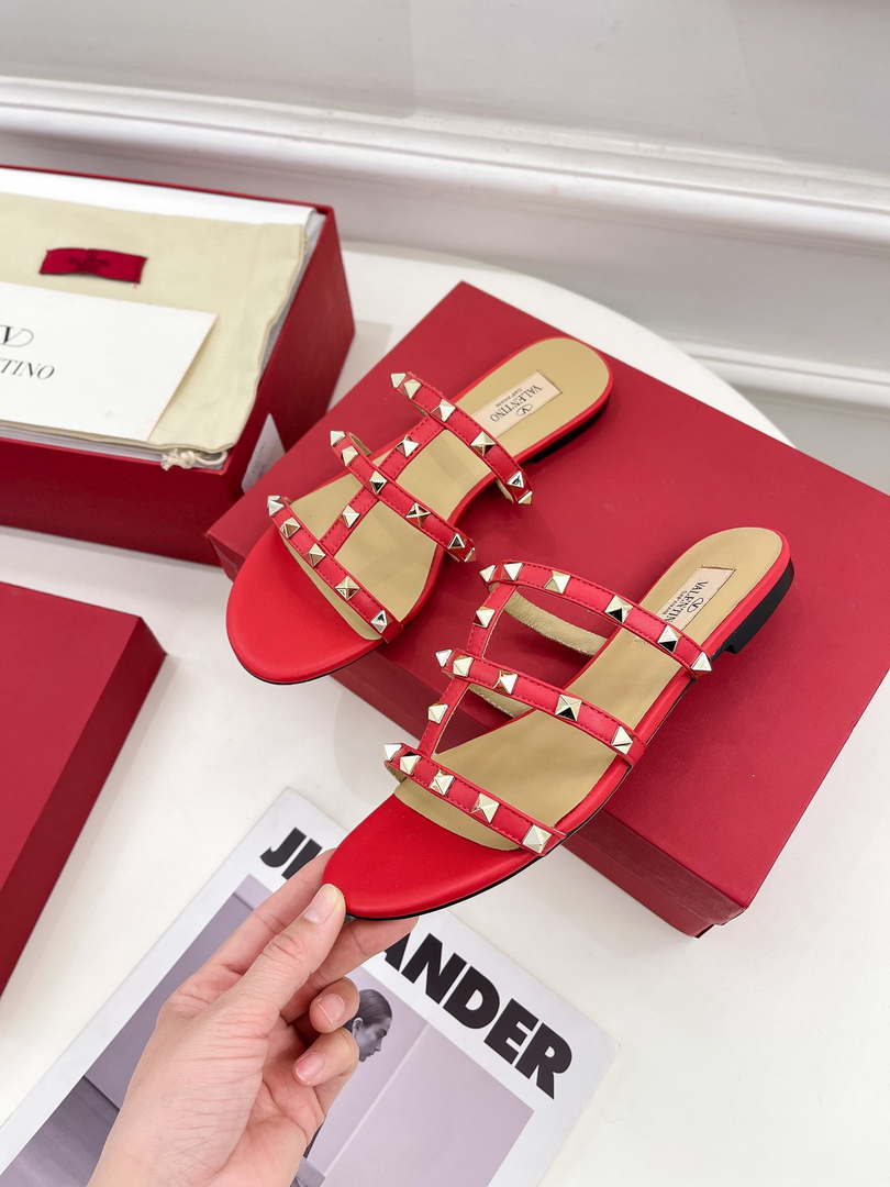 Valentino 3W2S0C49VOD Rockstud Flat Slide Sandal V98834