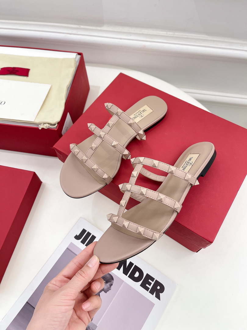 Valentino 3W2S0C49VOD Rockstud Flat Slide Sandal V98835