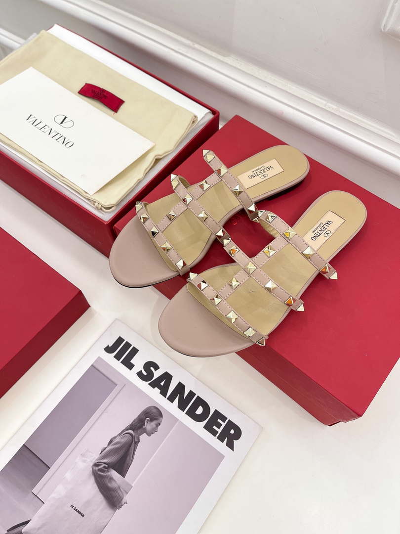 Valentino 3W2S0C49VOD Rockstud Flat Slide Sandal V98836