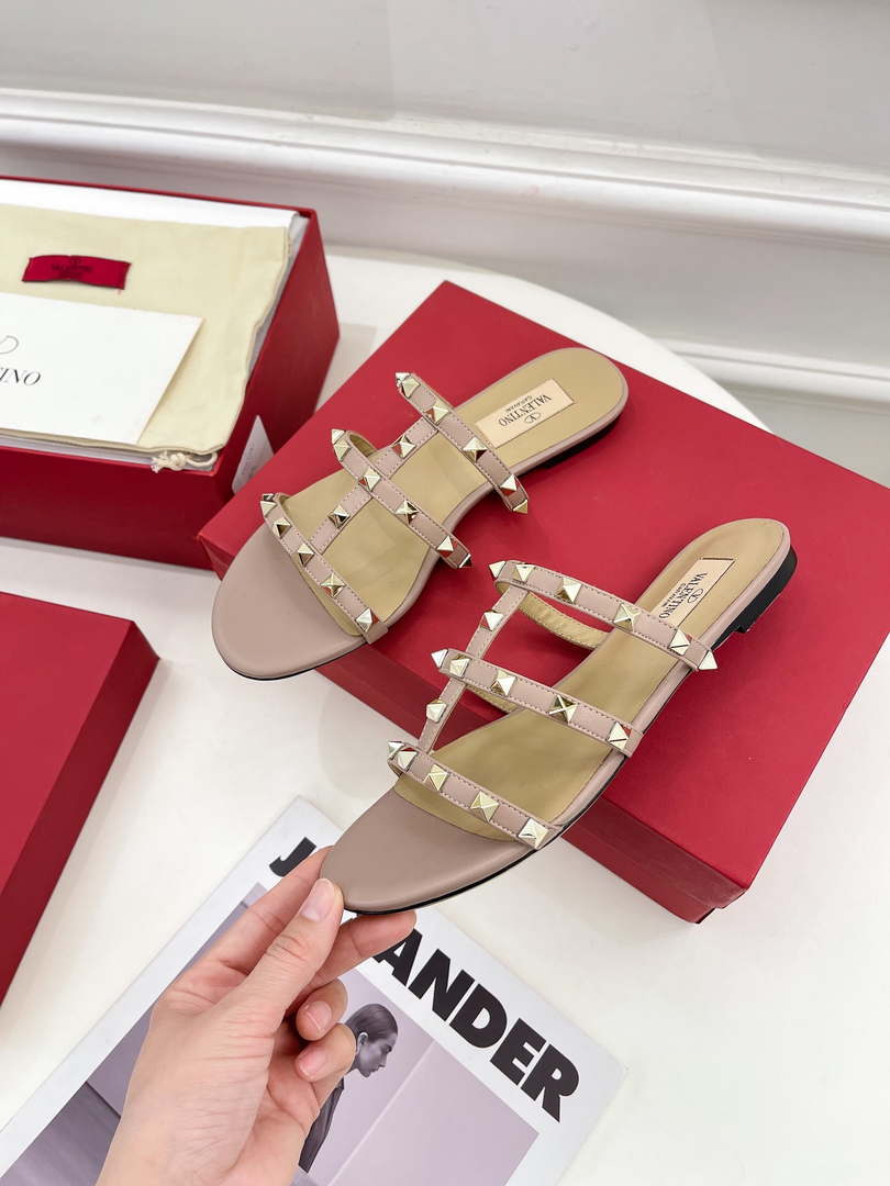 Valentino 3W2S0C49VOD Rockstud Flat Slide Sandal V98836