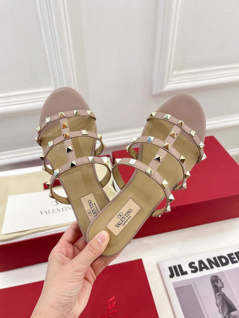 Valentino 3W2S0C49VOD Rockstud Flat Slide Sandal V98836