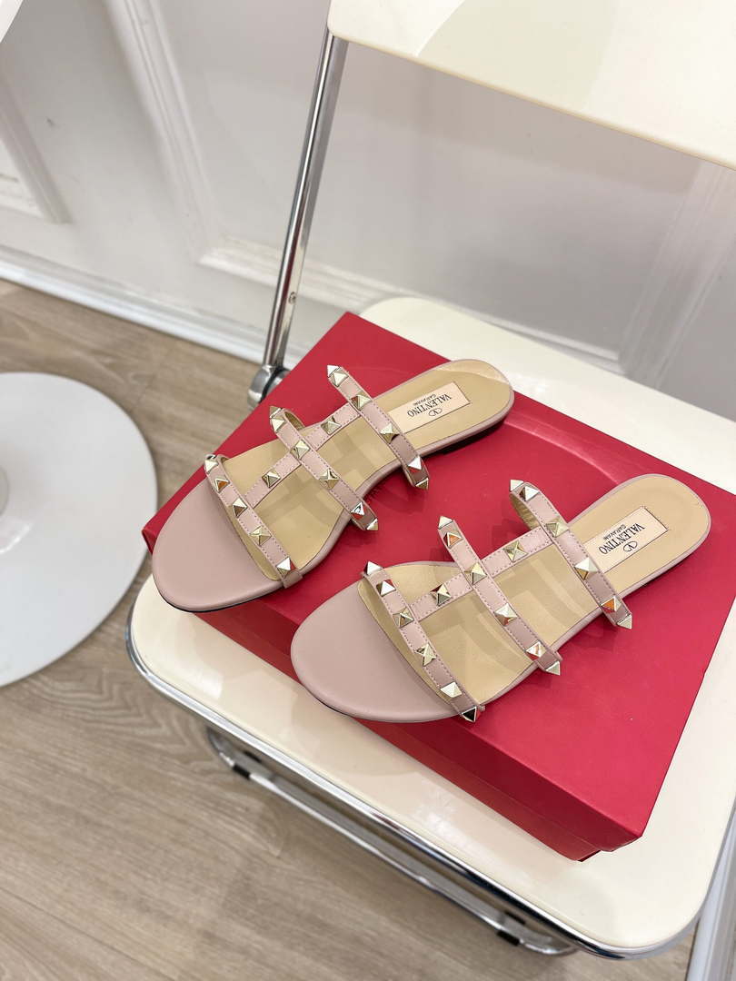 Valentino 3W2S0C49VOD Rockstud Flat Slide Sandal V98836