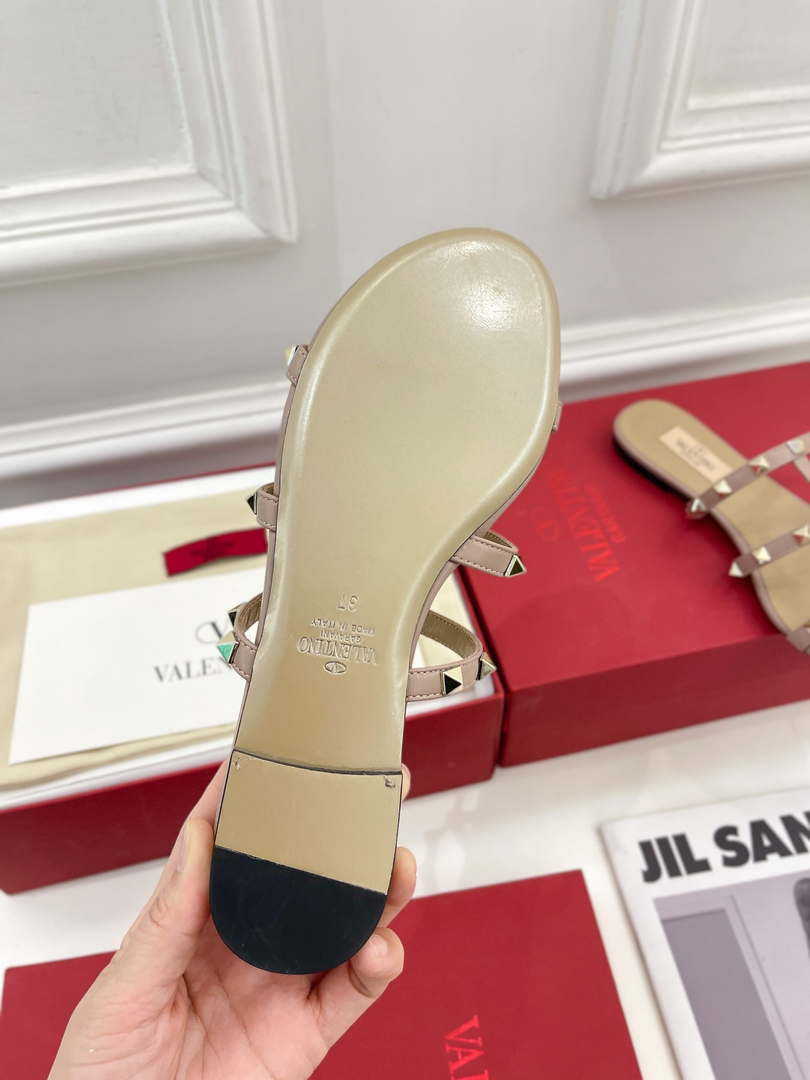 Valentino 3W2S0C49VOD Rockstud Flat Slide Sandal V98836