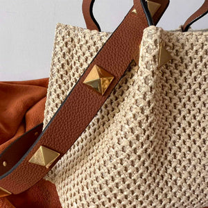 Valentino 4W2B0K39YCE Small Straw Summer Tote Bag Beige - Default Title - View 7