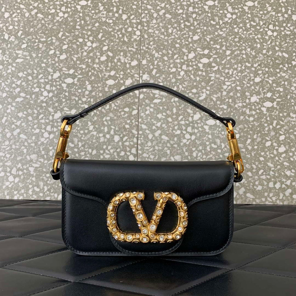 Valentino 4W2P0Z28IFI_P16 Valentino Garavani Mini Loco calfskin bag with crystals Black