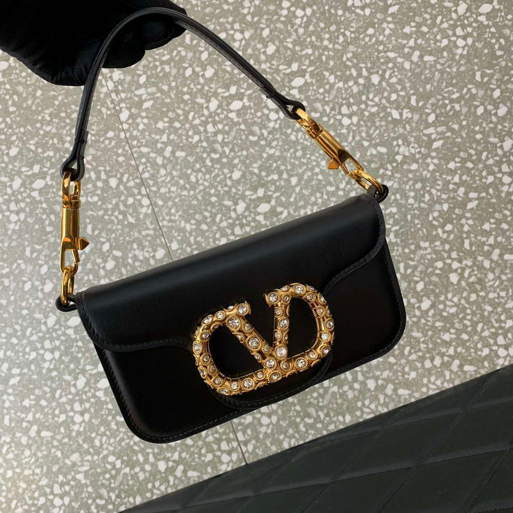 Valentino 4W2P0Z28IFI_P16 Valentino Garavani Mini Loco calfskin bag with crystals Black
