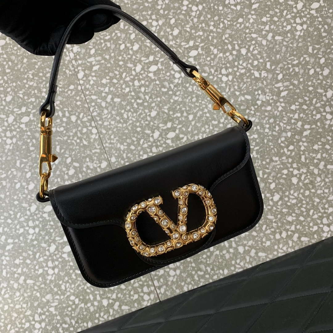 Valentino 4W2P0Z28IFI_P16 Valentino Garavani Mini Loco calfskin bag with crystals Black