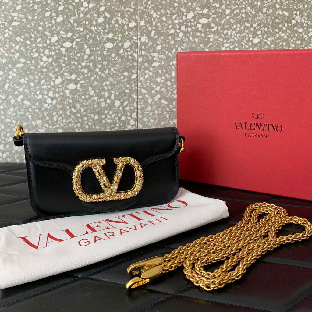 Valentino 4W2P0Z28IFI_P16 Valentino Garavani Mini Loco calfskin bag with crystals Black