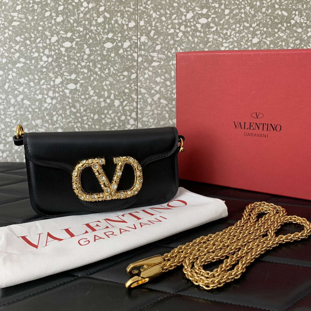 Valentino 4W2P0Z28IFI_P16 Valentino Garavani Mini Loco calfskin bag with crystals Black