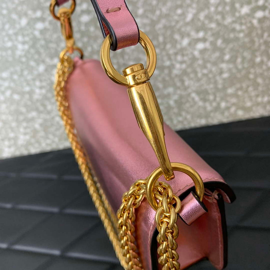 Valentino 4W2P0Z28IFI_P16 Valentino Garavani Mini Loco calfskin bag with crystals Pink