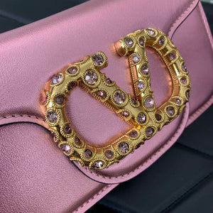Valentino 4W2P0Z28IFI_P16 Valentino Garavani Mini Loco calfskin bag with crystals Pink - Default Title - View 5