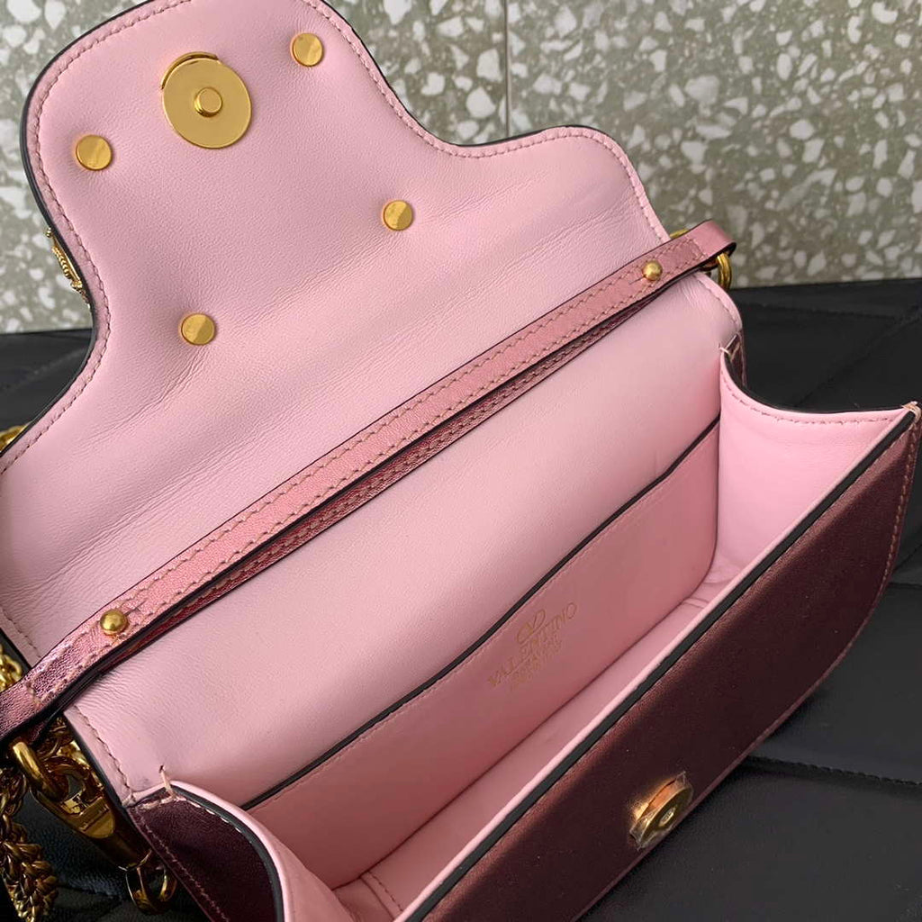 Valentino 4W2P0Z28IFI_P16 Valentino Garavani Mini Loco calfskin bag with crystals Pink