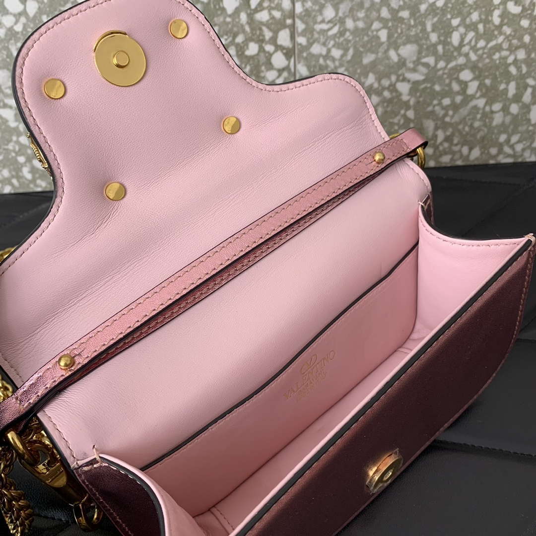 Valentino 4W2P0Z28IFI_P16 Valentino Garavani Mini Loco calfskin bag with crystals Pink