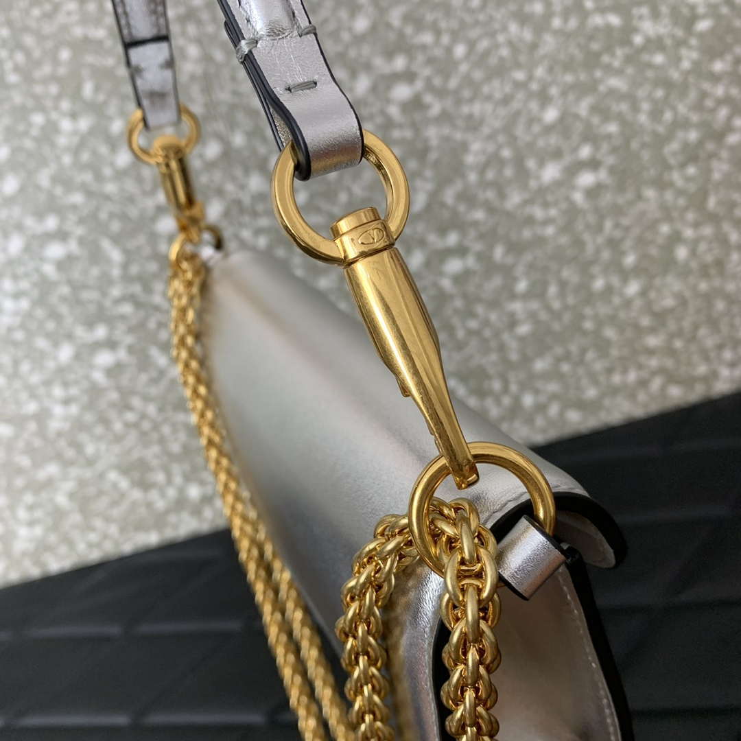 Valentino 4W2P0Z28IFI_P16 Valentino Garavani Mini Loco calfskin bag with crystals Silver