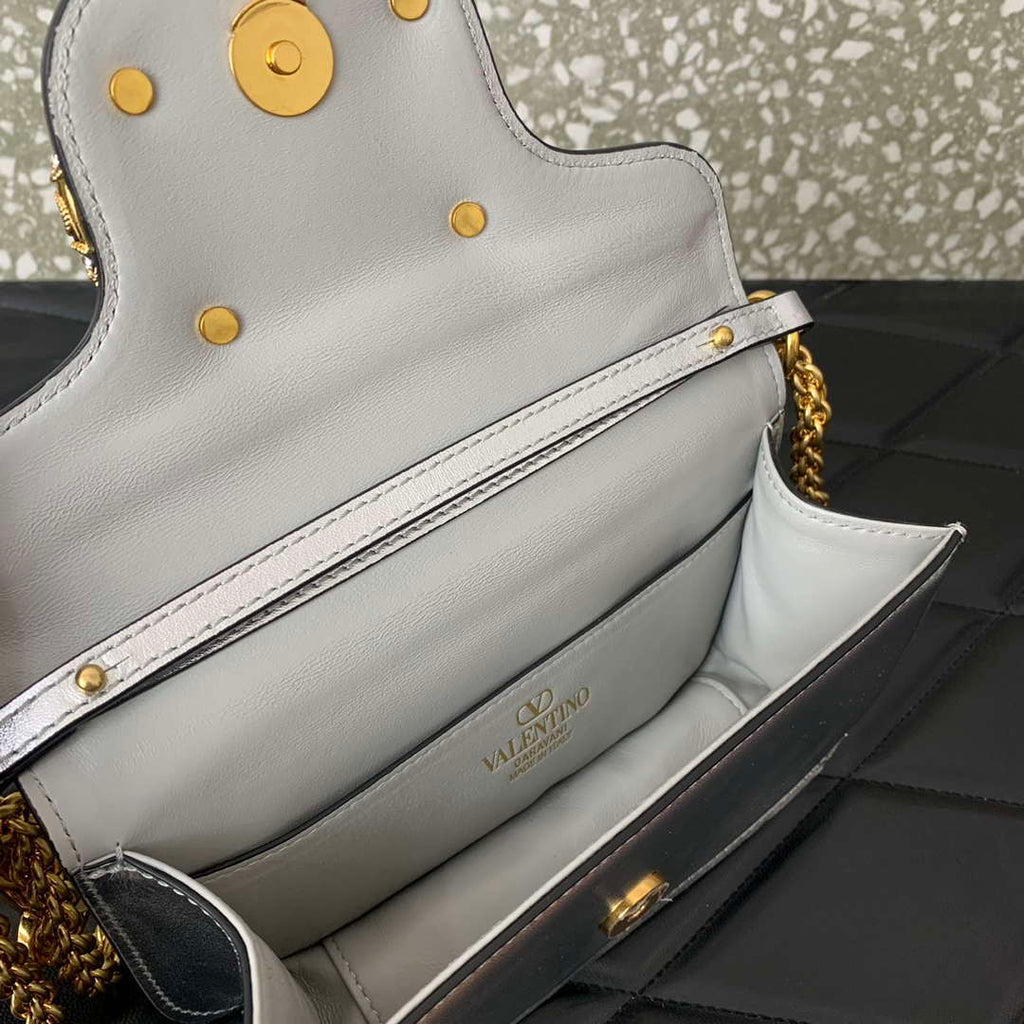 Valentino 4W2P0Z28IFI_P16 Valentino Garavani Mini Loco calfskin bag with crystals Silver