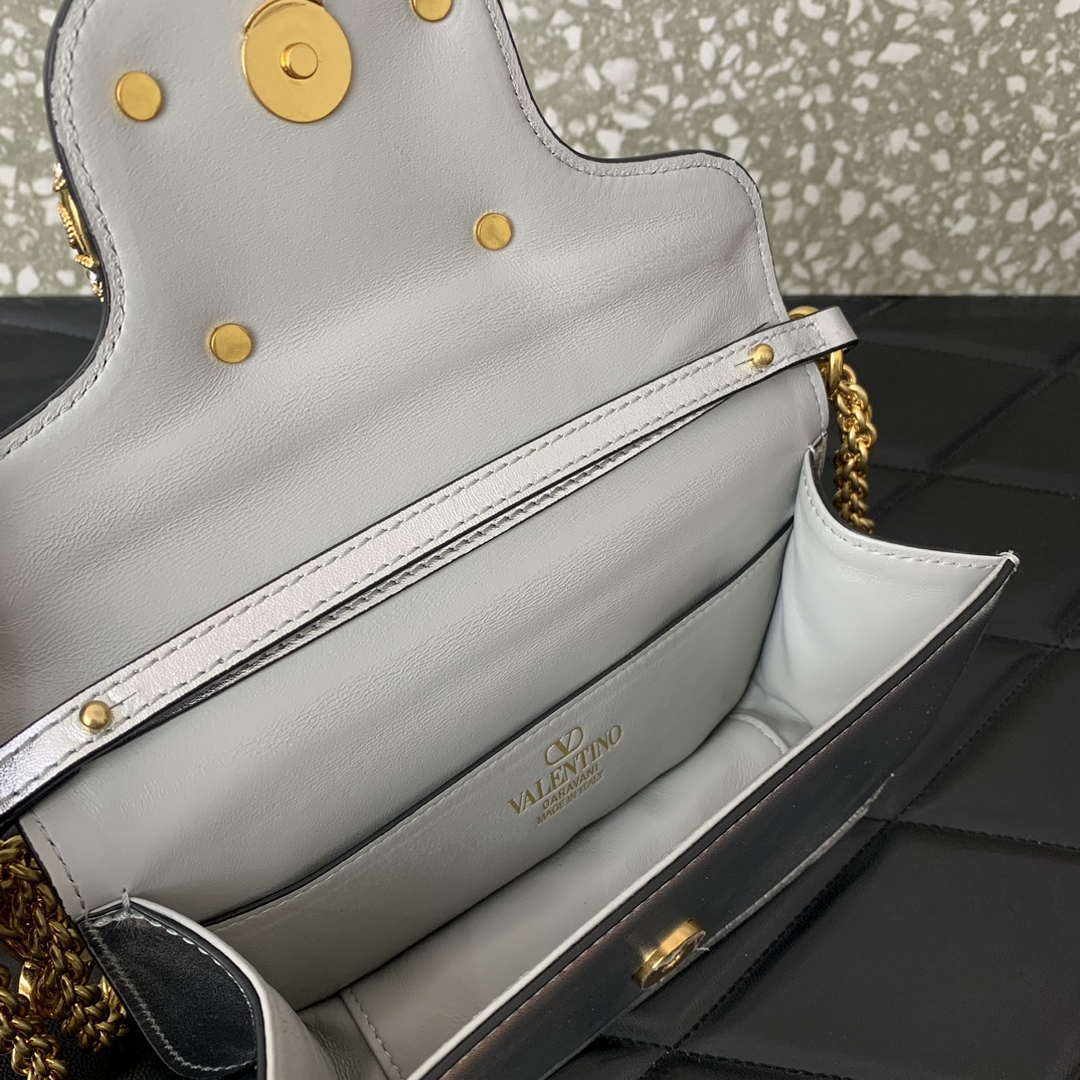 Valentino 4W2P0Z28IFI_P16 Valentino Garavani Mini Loco calfskin bag with crystals Silver