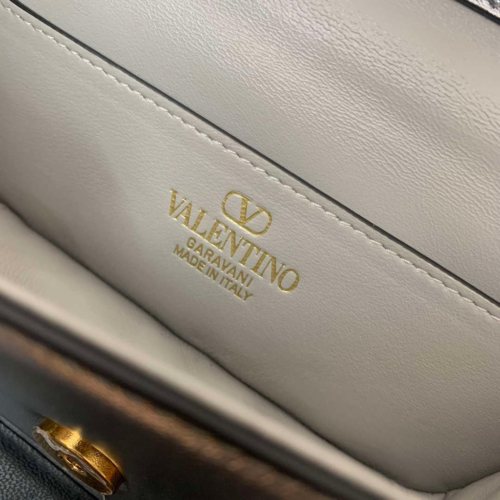 Valentino 4W2P0Z28IFI_P16 Valentino Garavani Mini Loco calfskin bag with crystals Silver