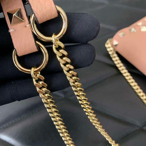 Valentino 4W2P0Z81 Rockstud Wallet With Chain In Grainy Calfskin Bag - Pink - View 17