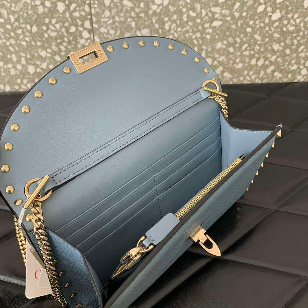 Valentino 4W2P0Z81 Rockstud Wallet With Chain In Grainy Calfskin Bag