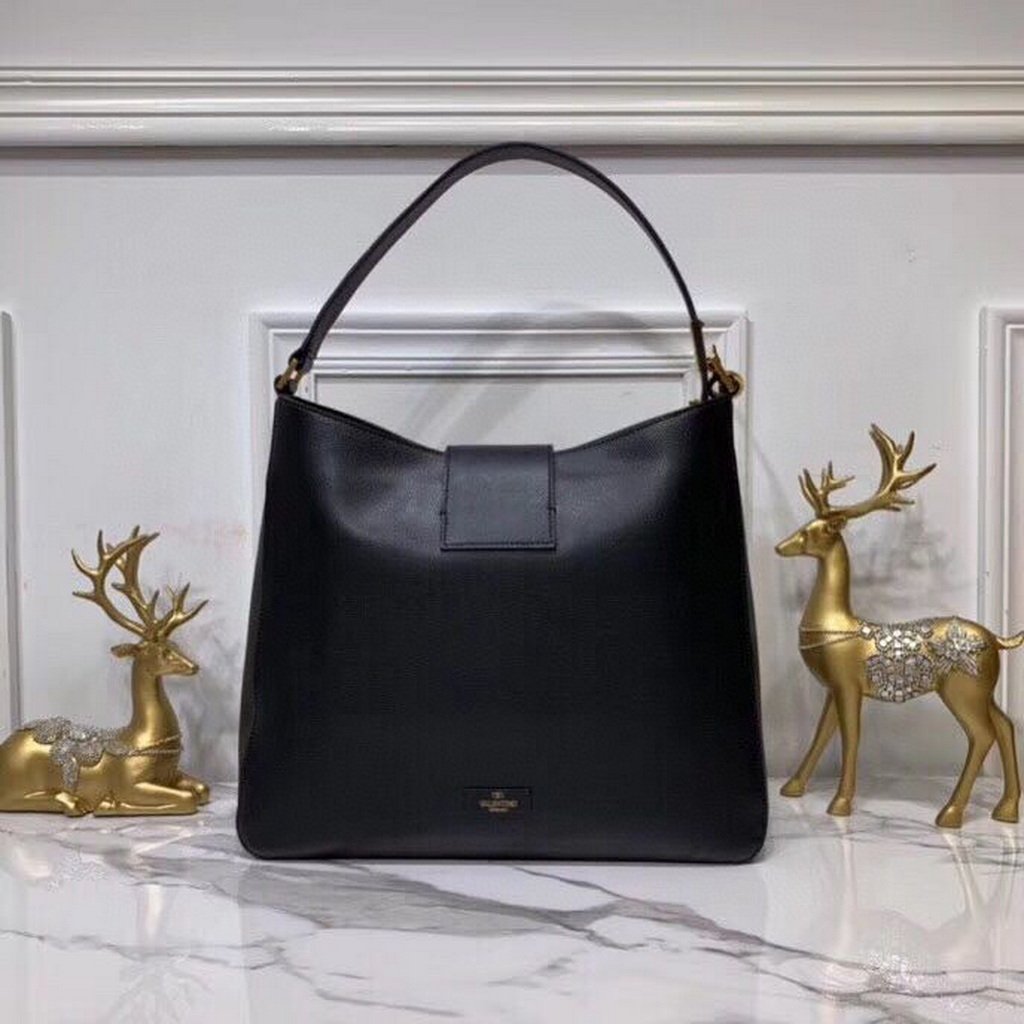 Valentino 50027 Vsling Grainy Calfskin Hobo Bag Black